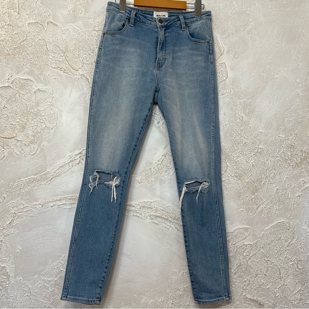 ROLLA'S Light Blue Distressed Skinny Jeans